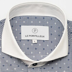 Checkered Slim-Fit Long Sleeve Button Up Shirt // White Black (S)