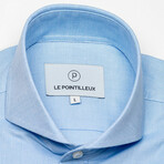 Solid Slim-Fit Long Sleeve Button Up Shirt // Light Blue (S)