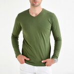 Griffen Long Sleeve V-Neck T-Shirt // Olive (M)