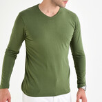 Griffen Long Sleeve V-Neck T-Shirt // Olive (M)