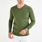 Griffen Long Sleeve V-Neck T-Shirt // Olive (M)