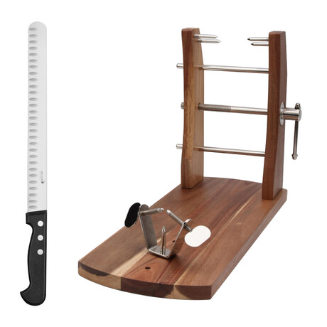 Acacia Wood // Ham Holder + Knife
