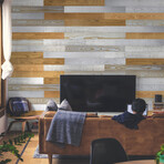 Gold/White/Whitewash Mixed Colors Wood Wall Planks (6 Planks // 10 sq. feet area)
