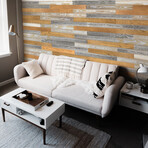 Gold/Whitewash/Gray Mixed Colors Wood Wall Planks (6 Planks // 10 sq. feet area)