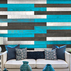 Black/White/Blue Mixed Colors Wood Wall Planks (6 Planks // 10 sq. feet area)