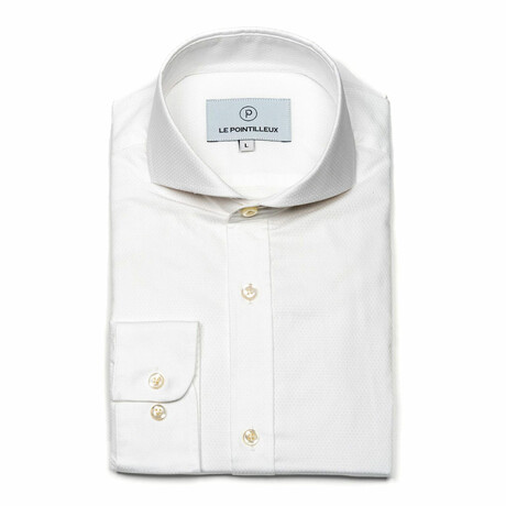 Solid Slim-Fit Long Sleeve Button-Up Shirt // White (S)