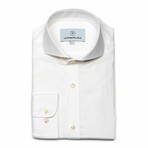 Solid Slim-Fit Long Sleeve Button-Up Shirt // White (S)