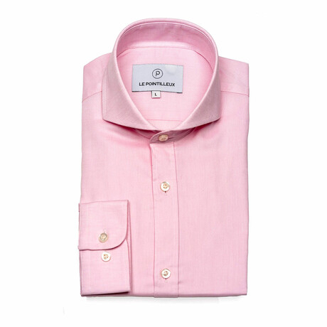 Solid Slim-Fit Long Sleeve Button-Up Shirt // Pink (S)