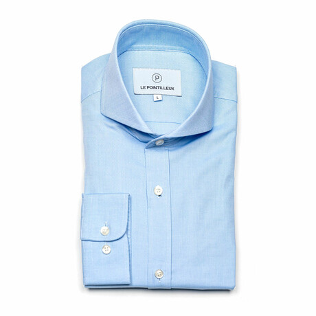 Solid Slim-Fit Long Sleeve Button Up Shirt // Light Blue (S)