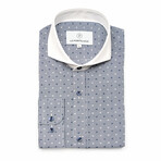 Checkered Slim-Fit Long Sleeve Button Up Shirt // White Black (S)
