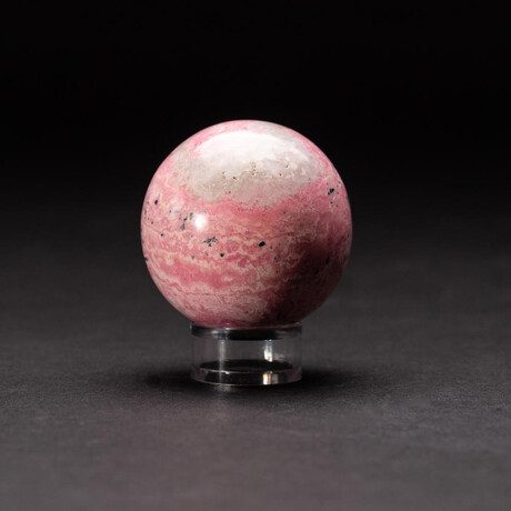 Genuine Polished Pink Rhodonite Sphere 2.5" With Acrylic Display Stand