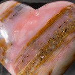 Genuine Polished Pink Opal Heart With Velvet Pouch