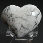 Genuine Polished Howlite Heart With A Black Velvet Pouch // 101.7g