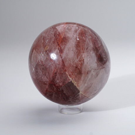 Genuine Polished Strawberry Quartz Sphere With Acrylic Display Stand