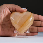 Genuine Polished Honey Onyx Heart With Velvet Pouch