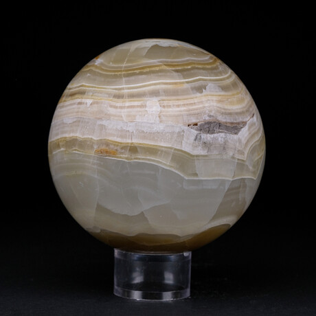 Genuine Polished Green Banded Onyx Sphere With Acrylic Display Stand