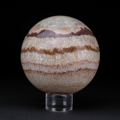 Genuine Polished Rainbow Banded Onyx Sphere With Acrylic Display Stand