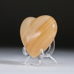 Genuine Polished Honey Onyx Heart With Velvet Pouch