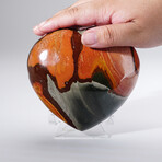 Genuine Polished Polychrome Jasper Heart With Acrylic Display Stand