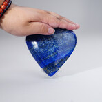 Genuine Polished Lapis Lazuli Heart With Acrylic Display Stand // 1lb