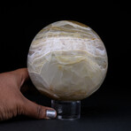 Genuine Polished Green Banded Onyx Sphere With Acrylic Display Stand