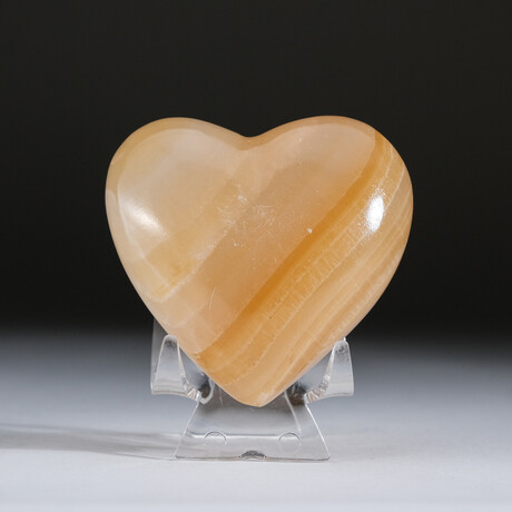 Genuine Polished Honey Onyx Heart With Velvet Pouch