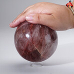 Genuine Polished Strawberry Quartz Sphere With Acrylic Display Stand