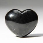 Genuine Polished Shungite Heart With Velvet Pouch