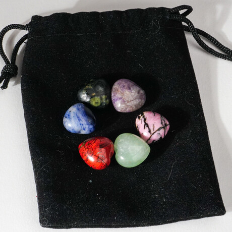 Heart Stone Love Pouch With Velvet Pouch // Set Of 6