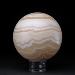 Genuine Polished Gemmy Banded Onyx Sphere With Acrylic Display Stand