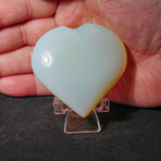 Genuine Polished Opalite Heart With Velvet Pouch