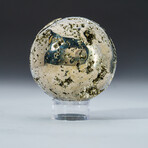 Genuine Polished Pyrite Sphere With Acrylic Display Stand