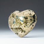 Genuine Polished Pyrite Heart With Velvet Pouch
