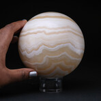 Genuine Polished Gemmy Banded Onyx Sphere With Acrylic Display Stand