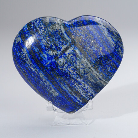 Genuine Polished Lapis Lazuli Heart With Acrylic Display Stand // 1.3lb