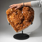 Massive Genuine Citrine Clustered Heart On Custom Metal Stand