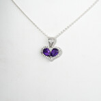 Genuine Amethyst Heart Pendant // 18" Sterling Silver Chain