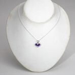 Genuine Amethyst Heart Pendant // 18" Sterling Silver Chain