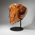 Massive Genuine Citrine Clustered Heart On Custom Metal Stand