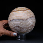 Genuine Polished Brown Banded Onyx Sphere With Acrylic Display Stand