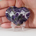 Genuine Polished Chevron Amethyst Heart With A Black Velvet Pouch