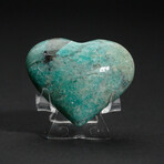 Genuine Polished Amazonite Heart With Velvet Pouch