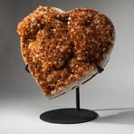 Massive Genuine Citrine Clustered Heart On Custom Metal Stand