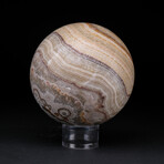 Genuine Polished Brown Banded Onyx Sphere With Acrylic Display Stand