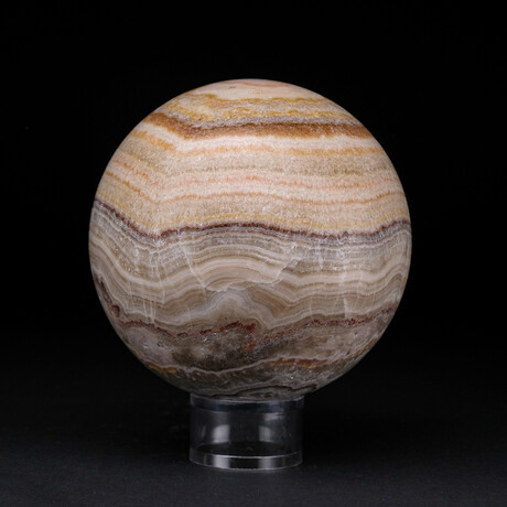 Genuine Polished Brown Banded Onyx Sphere With Acrylic Display Stand