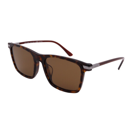 Prada // Men's Square PR19XS-01A01D Polarized Sunglasses // Dark Havana + Brown