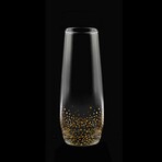 Confetti Black/Gold Set of 4 Stemless Flutes // 9.5 OZ.