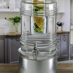 Bungalow Beverage Dispenser With Ice Insert, Fruit Infuser, And Galvanized Base // 2.4 GAL