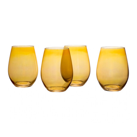 Amber Luster Stemless Goblets // Set of 4