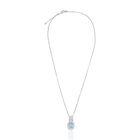 Estate // Platinum Diamond + Paraiba Tourmaline Necklace // 17"// Pre-owned